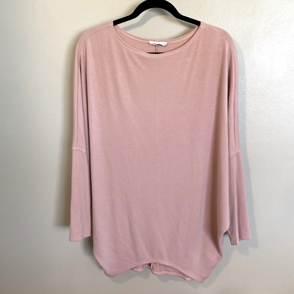 Charlotte Avery Dust Rose Ribbed Sweater - L